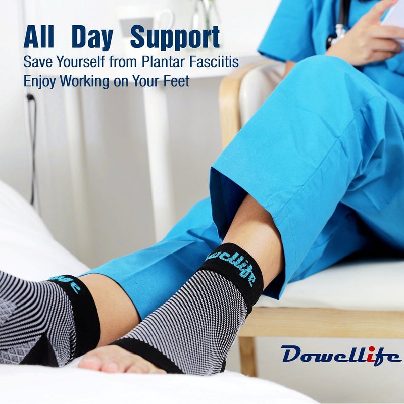 Dowellife Plantar Fasciitis Socks, Ankle Brace Compression Support Sleeves & Arch Support, Foot Compression Sleeves, Ease Swelling, Achilles Tendonitis, Heel Spur for Men Women (Black 2 Pairs, Medium) - Image 5